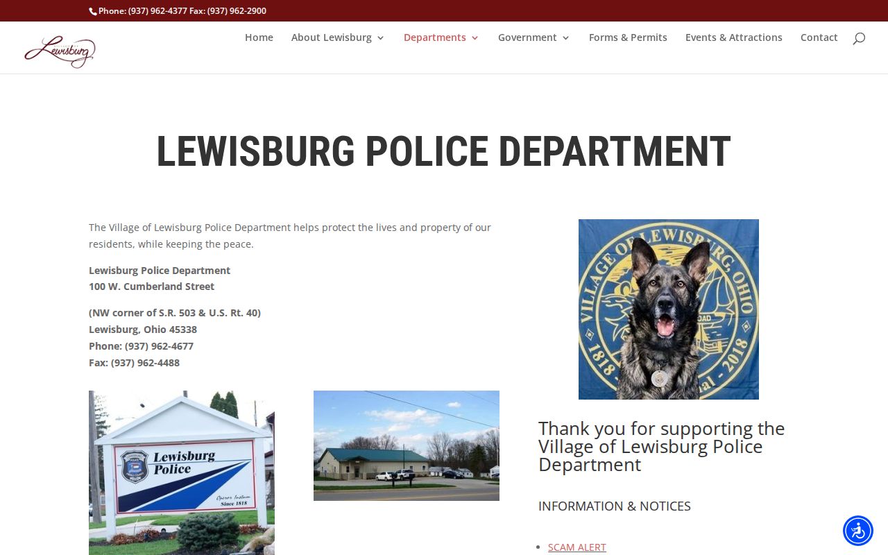 Lewisburg Police Department notices page